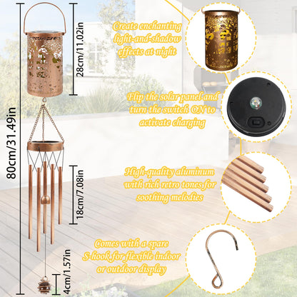 German Shepherd Solar Wind Chimes for Outside - Dog Decor Gifts Outdoor Solar Lantern Wind Chimes, Metal Decorative Hanging Lights for Patio Porch Yard Lawn
