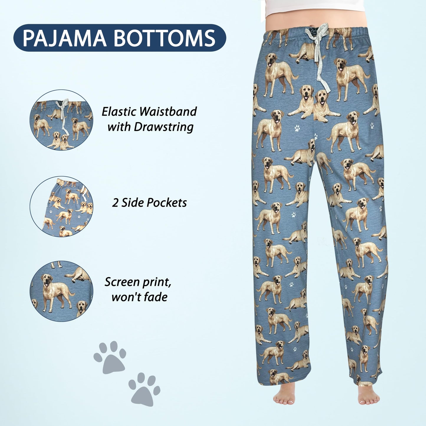 Pet Lover Pajama Pants – New Cotton Blend - All Season - Comfort Fit Lounge Pants for Women and Men - 27 Breeds Available