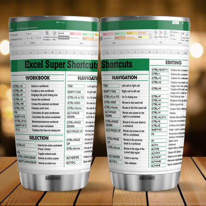 BECHUSKY Mugs For Account Gifts - Excel Tumbler Group - Excel Shortcut Tumbler - Spreadsheet Accounting Student Senior Accountant CPA Gift For Boss Coworker Colleague Friend - Cup 20oz