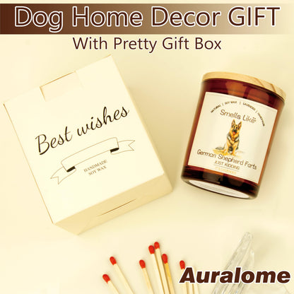 German Shepherd Gifts for Women - Dog Mom Candles Lavender Natural Dog Farts Candles Pet Friendly Safe Scented Candle Themed Gifts for Women Soy Wax Present Idea for Pet Lovers Decor