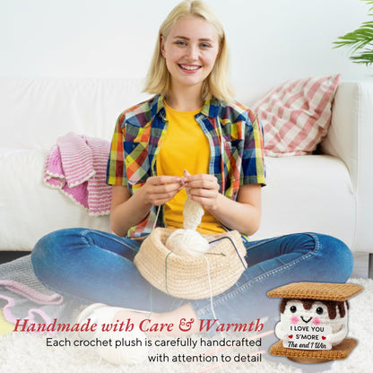 SUCHAGIFT Couple Gifts - Anniversary, Birthday, Valentines Day Gifts for Him, Her, Boyfriend, Girlfriend, Wife, Husband - Love Inspirational Positive Support S'More Crochet Doll