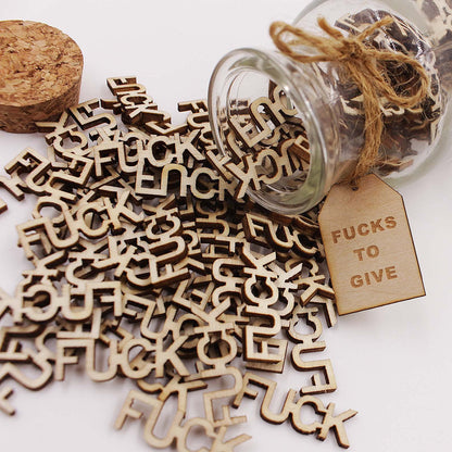 KUMLENMO fuck jar（5oz） Gift Jar,Fucks to Give,Fuck Wooden Cutout Letter Piece Bad Mood Vent Spoof Birthday Day,Holiday, Thanksgiving Christmas Gifts to Friend,Gag Funny Gift