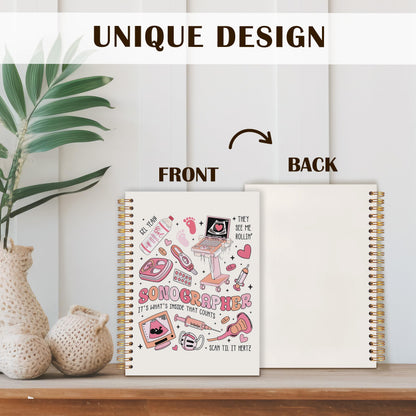 Sonographer Gifts Spiral Notebook 5.5x8.3, Ultrasound Tech Gifts Journal for Writing, Sonography Nursing Notebook Journal for Note Taking, Medical Office School Supplies