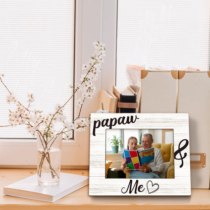 Papaw Gifts Picture Frame 5x7, Papaws Grandpa Photo Frame, Christmas Birthday Gifts for Papaws Grandpa from Grandkids, Papaw and Me Wooden Picture Photo Frames for Desk Home Room Decor