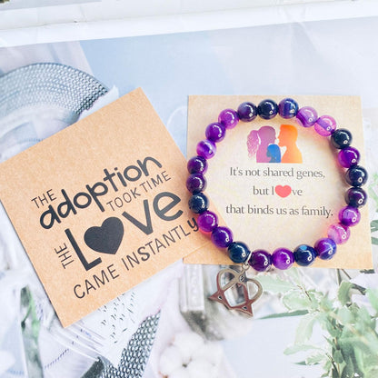 Adoption Symbol Charm Bracelet Necklace Adoption Day Gifts Adoption Gifts Gotcha Day Amethyst Bracelet Adoption Celebration Party Gifts Adoptive Jewelry Thank You Gift