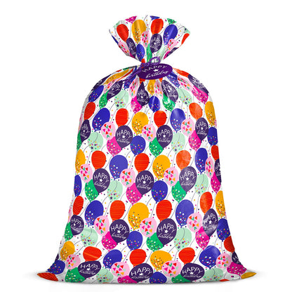 WRAPAHOLIC 56" Large Birthday Plastic Gift Bag - Colorful Balloon with Confetti Design for Kids Birthdays, Parties or Celebrating - 56" H x 36" W