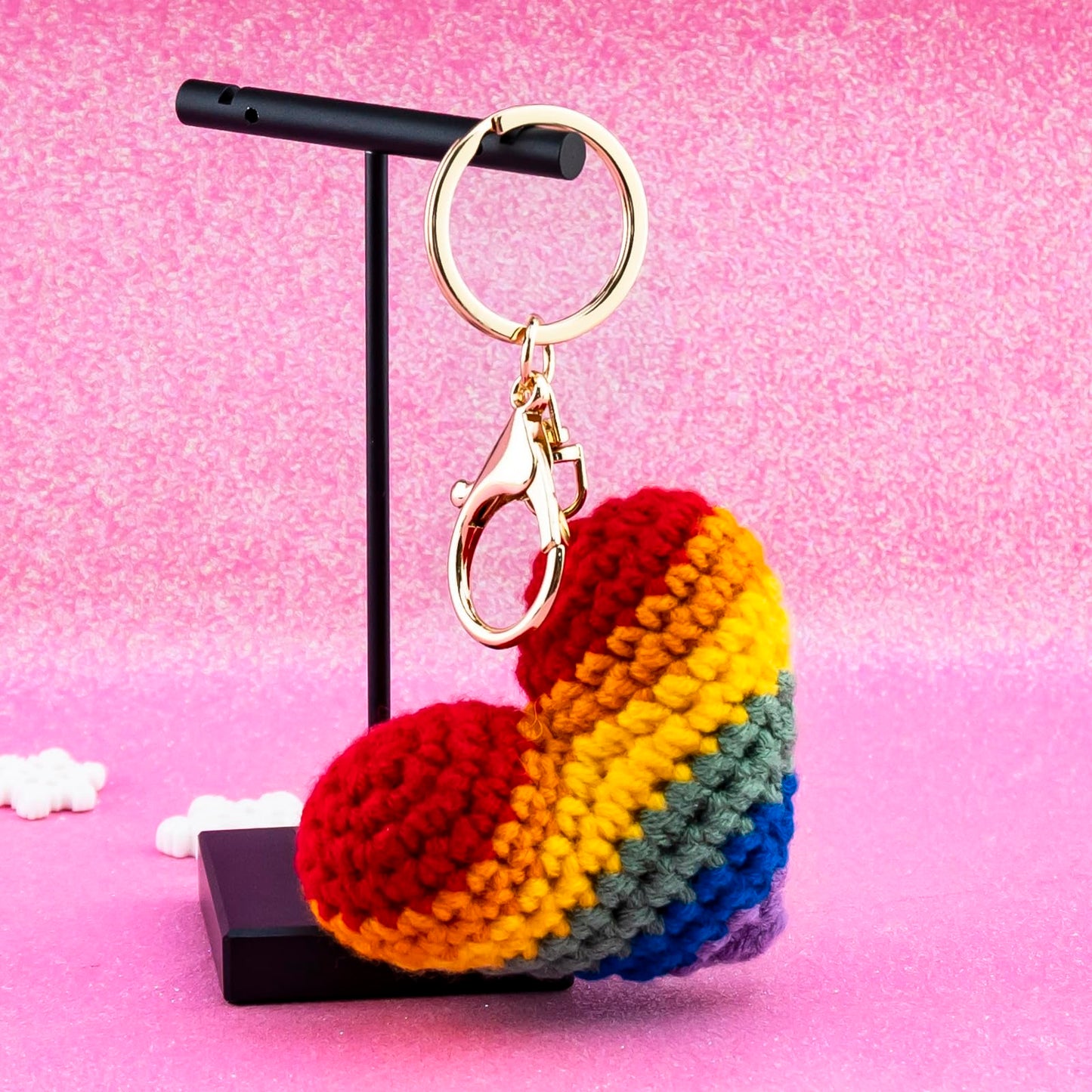 Lesbian Stuff LGBTQ Gifts for Girlfriend Boyfriend Crochet Rainbow Keychain Lesbian Gifts Gay Pride Accessories