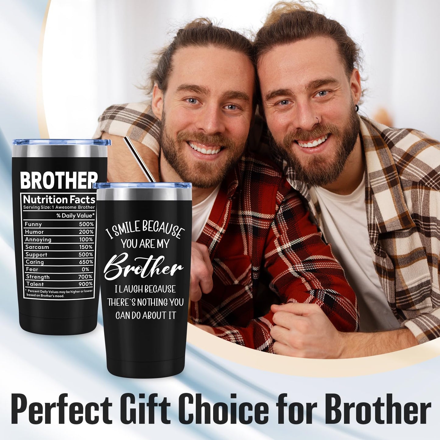 10 PCS Brother Gifts from Sister with 20 Oz Tumbler Journal Cap Bracelet Socks Pen, Birthday Christmas Christian Gift for Brother Adult, Son, Nephew, Grandson