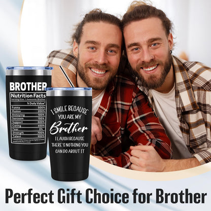 10 PCS Brother Gifts from Sister with 20 Oz Tumbler Journal Cap Bracelet Socks Pen, Birthday Christmas Christian Gift for Brother Adult, Son, Nephew, Grandson