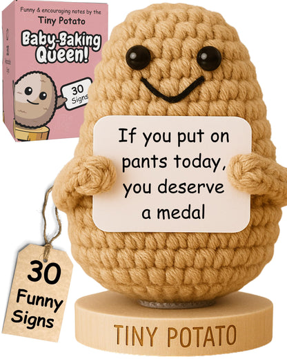 Funny Pregnancy Gift for 1st Mothers Day - Tiny Potato Crochet with 30 Empowering Cards for Expecting Soon to Be Moms | New Baby Pregnancy Announcement Present Idea - Gender Reveal for Pregnant Women