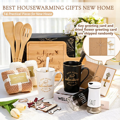 Maustic House Warming Gifts New Home, 14 Pcs New House Gift Basket, Housewarming Present for Homeowners Couples Women, Closing Gifts for Home Buyers