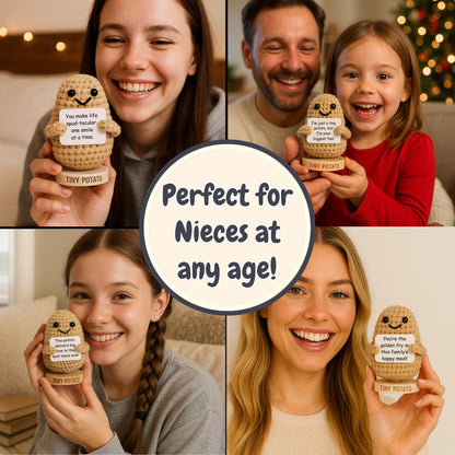 Mothers Day Niece Gift from Auntie, Uncle - Tiny Potato Crochet with 30 Cute Signs - Funny Birthday Gifts from Aunt or Uncle - Best Niece Ever Present Ideas for Mothers Day - Birthday Gift from Auntie