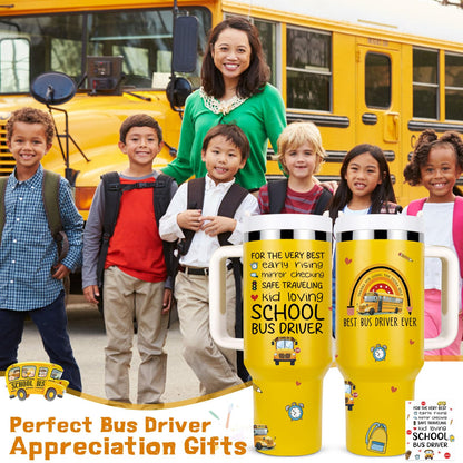 Lifecapido Bus Driver Appreciation Gifts, Best Bus Driver Ever 40oz Tumbler with Greeting Card, Bus Driver Gifts Thank You Gifts Birthday Gifts Christmas Gifts for Bus Driver School Bus Driver, Yellow