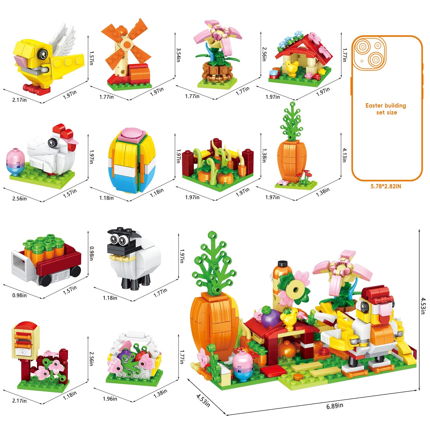Sawaruita 12-Pack Easter Egg Filler Building Blocks Mini Toys for Kids - Easter Basket Stuffers Gifts for Boys Girls Teens
