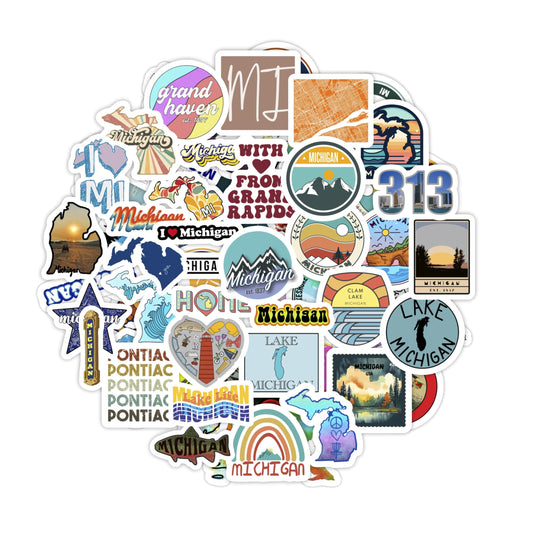 BulbaCraft Michigan Stickers for Water Bottle and Laptop - Michigan State Gifts, Party Supplies & Decorations, Waterproof Vinyl Decals, State Pride and Icon Stickers, Gifts for Women & Men