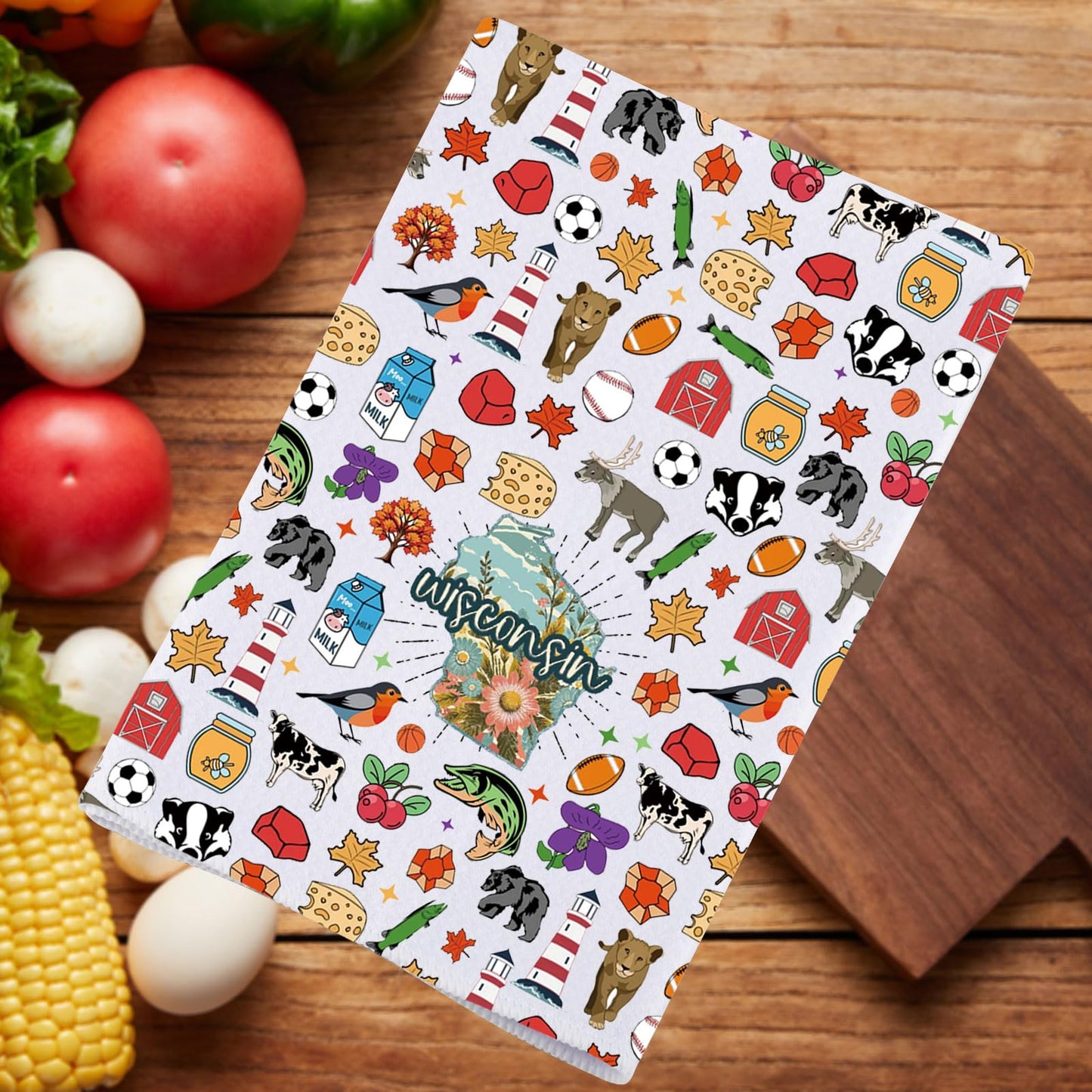 JNIAP Wisconsin Kitchen Towel Wisconsin Souvenirs and Gifts State of Wisconsin Gifts Wisconsin Dish Towel (Wisconsin kt)