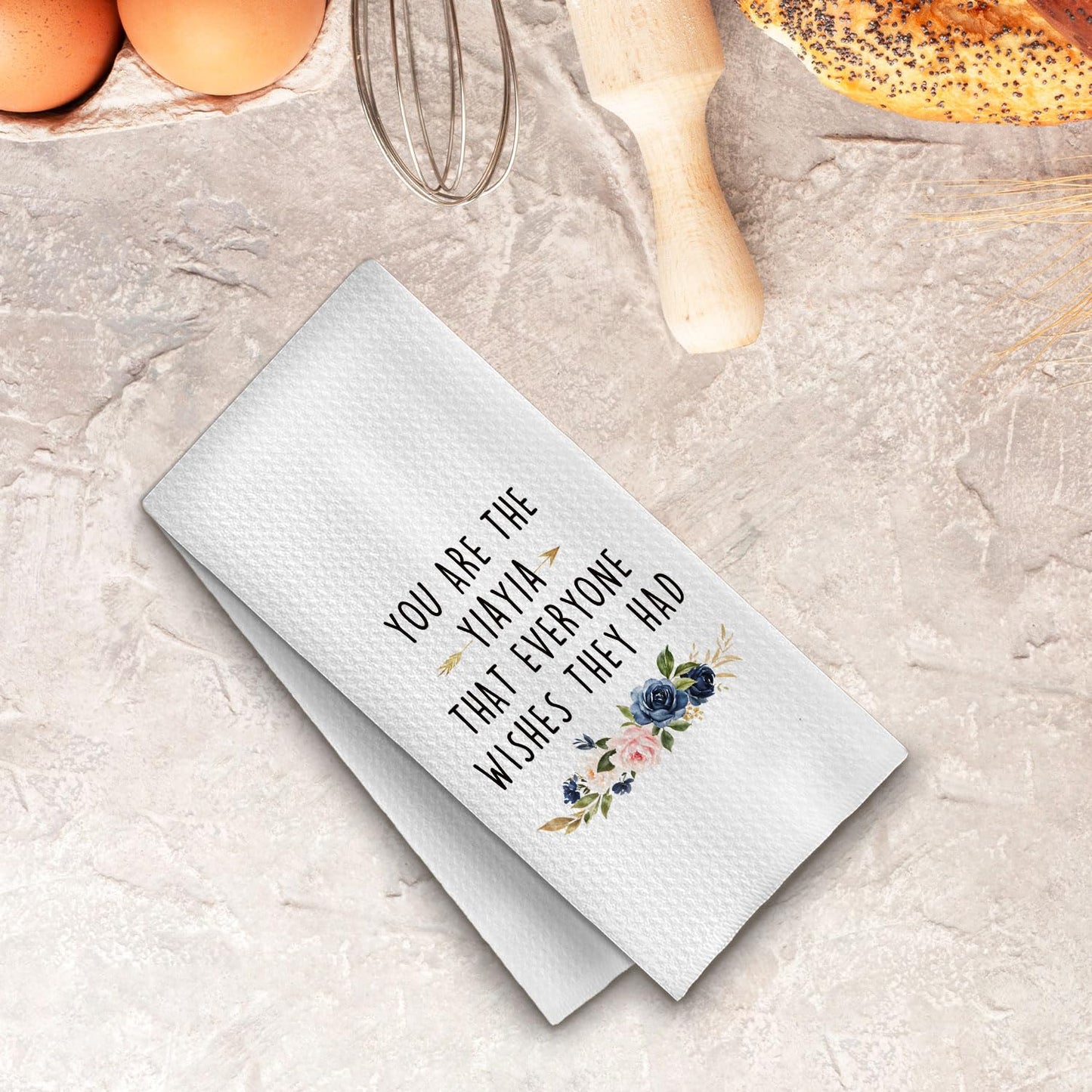 Yiayia Grandma Gifts Kitchen Towels, Grandma Gift from Granddaughter Grandson Dish Tea Towel, Gifts for Yiayia Grandmother Decorative Hand Towels for Kitchen Bathroom, 16x24 Inches