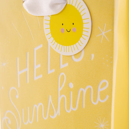 Hallmark 6" Small Yellow Gift Bag with Tissue Paper - Hello Sunshine - For Baby Showers, Birthdays, Get Well or Any Occasion