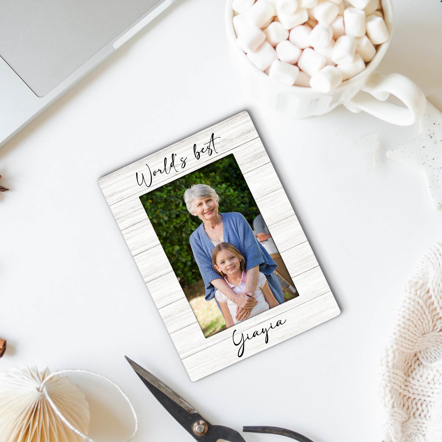 Yiayia Gifts Picture Frame 4x6, Grandma Wooden Picture Frame, Christmas Mothers Day Birthday Gifts for Yiayias Grandma, World's Best Yiayia Decorative Photo Frames for Table Desk Decor