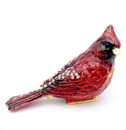 Luxury Red Cardinal Bird Gifts Jewelry Trinket Boxes Hinged.Decorative Keepsake Ring Box.Necklace Rings Earrings Organizer.Bird Figurines Accents Home Decor Gifts for Women.