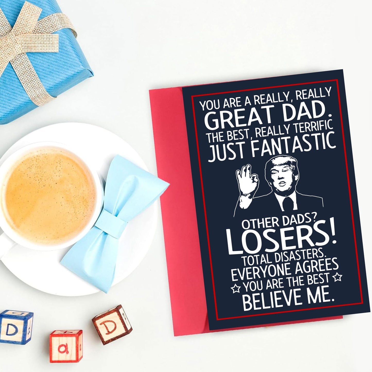BETHEGIFT Funny Fathers Day Gift Card for Dad from Daughter, Son, Kids - Hilarious Gift for Husband from Wife - Humorous Father's Day Greeting Card, Birthday, 300gsm Premium Quality
