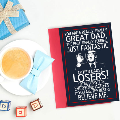 BETHEGIFT Funny Fathers Day Gift Card for Dad from Daughter, Son, Kids - Hilarious Gift for Husband from Wife - Humorous Father's Day Greeting Card, Birthday, 300gsm Premium Quality