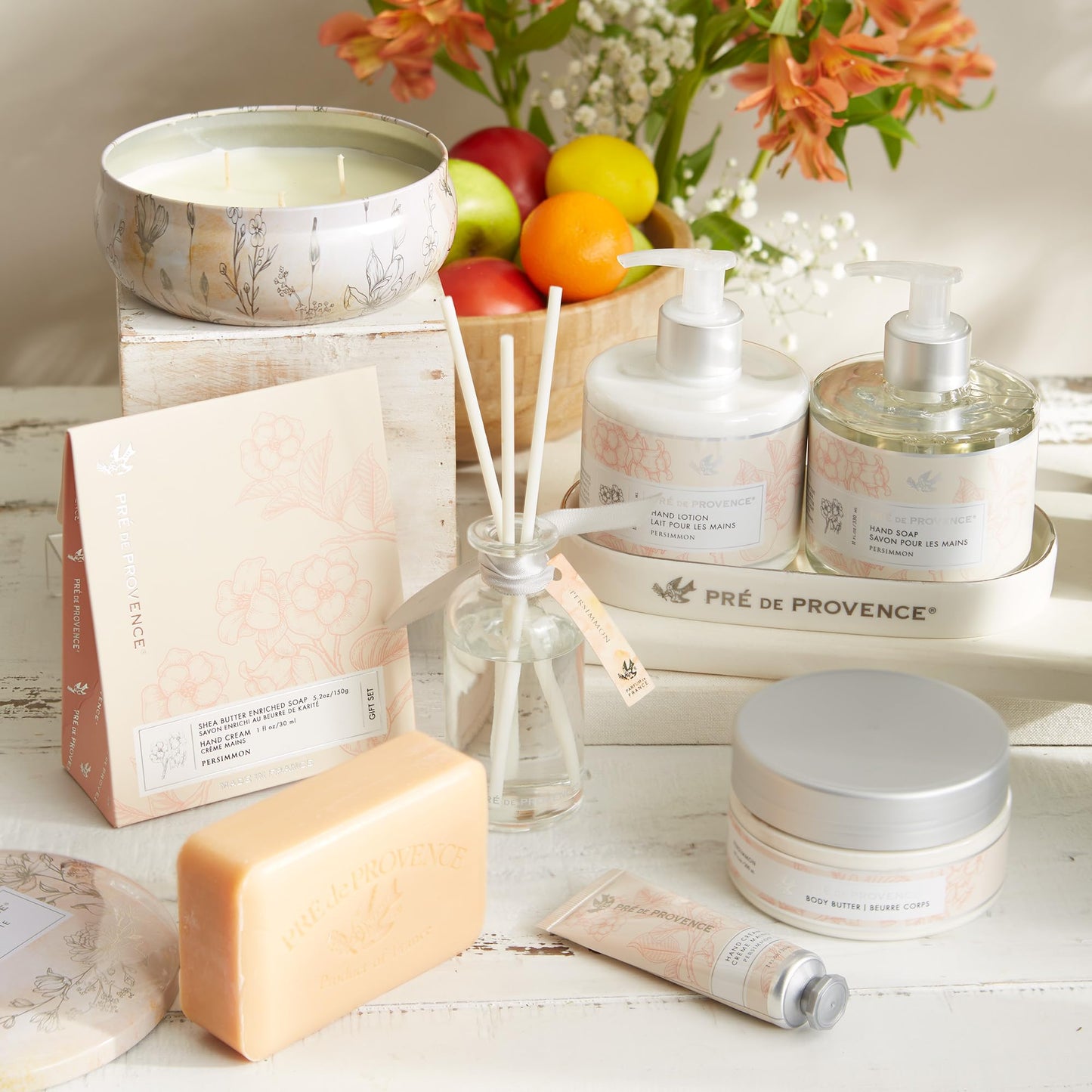 Pre de Provence Gift Set Includes 150 Gram Soap Bar & 1 fl oz Hand Cream |Made in France | Infused with Shea Butter, Persimmon