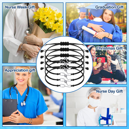 Equsion 24 Set Medical Assistant Bracelet Gifts with Blessing Card and Bag for Medical Assistant Students Practitioner Ma Rn Assist Healthcare Work Cna Week Nurse Day Birthday Party Favor Gifts