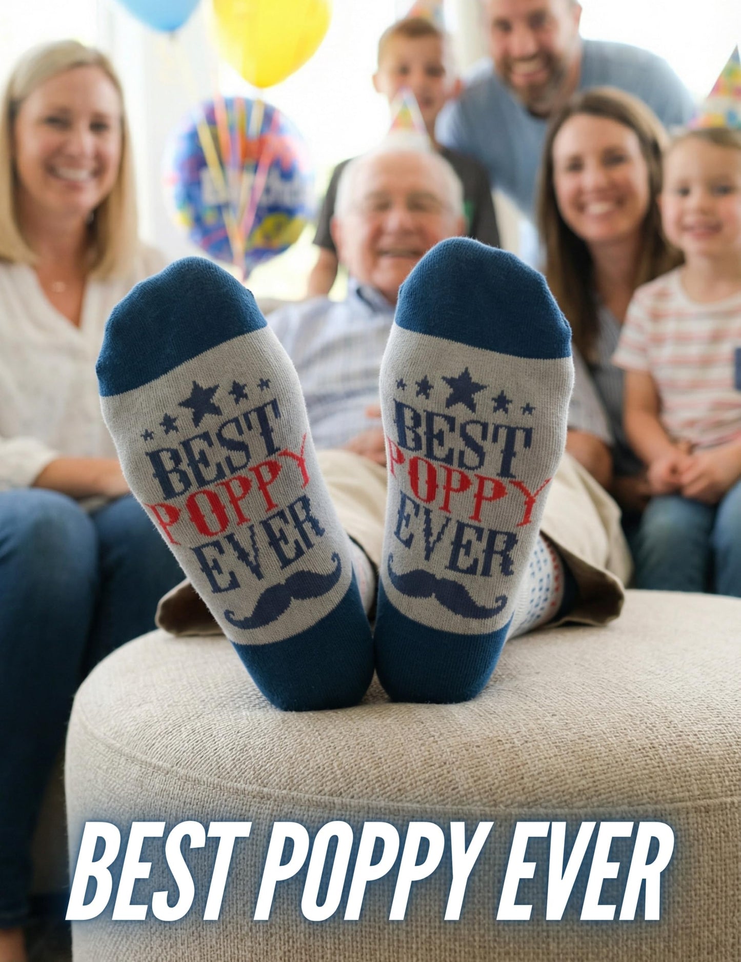 InnoBeta Fathers Day Poppy Gifts Socks, Poppy Gifts for Grandpa, One Size Crew Socks