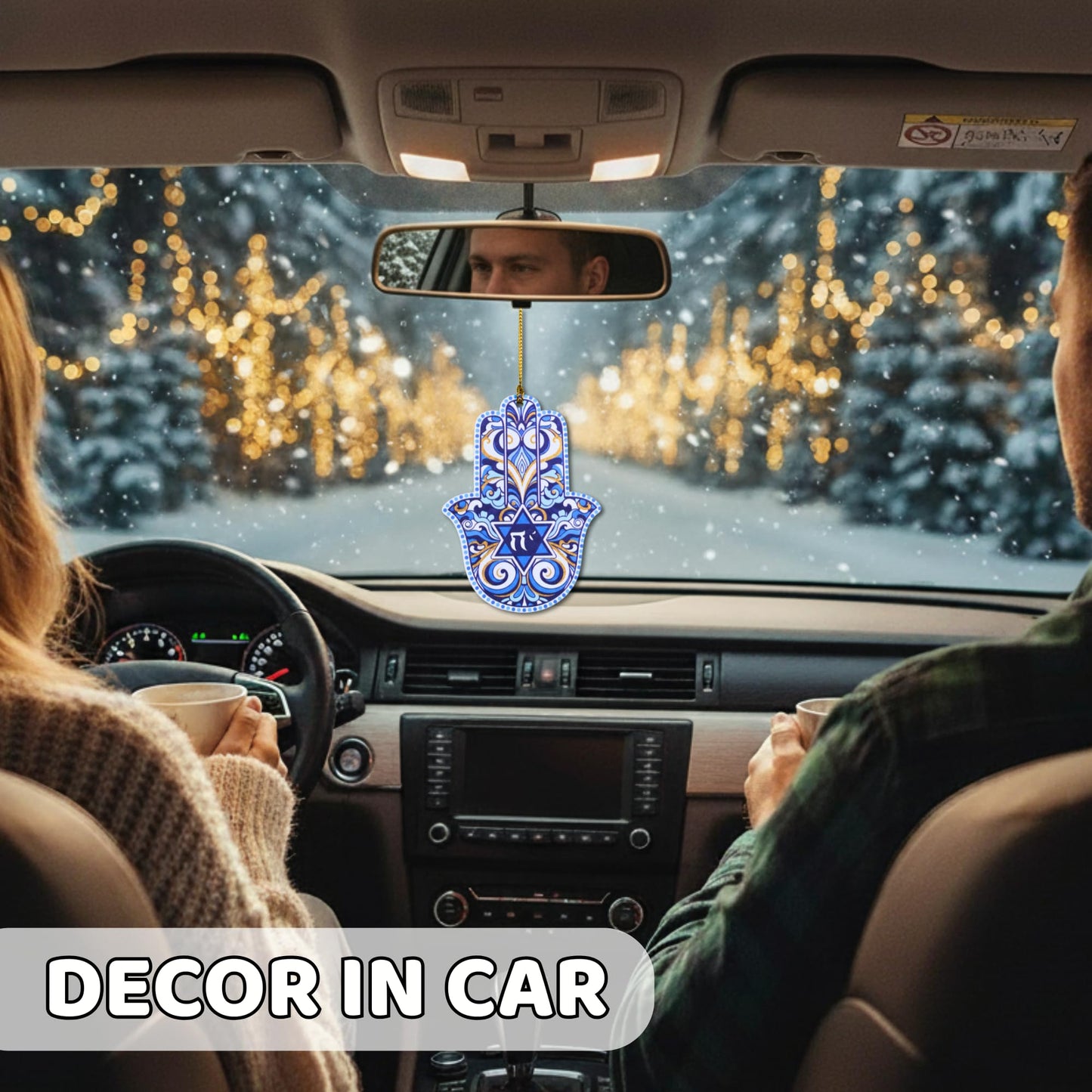 Hamsa Hand Ornament Judaica Gift Jewish Art Star of David Hanukkah Decorations Hamsa Wall Decor Hanukkah Gifts Ornament Car Christmas Decoration Accessory