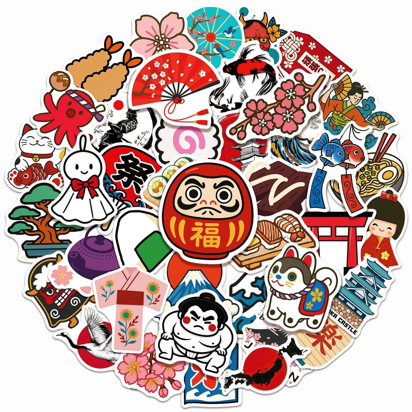 Japan Travel Stickers 50 Pcs Vinyl Waterproof Decal for Laptop Water Bottle Phone Car Window Bike Motorcycle Stakeboard Scrapbook Japanese Traditional Culture Sticker Gifts (Travel)