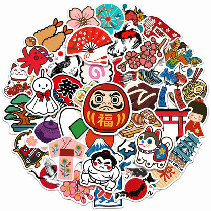 Japan Travel Stickers 50 Pcs Vinyl Waterproof Decal for Laptop Water Bottle Phone Car Window Bike Motorcycle Stakeboard Scrapbook Japanese Traditional Culture Sticker Gifts (Travel)