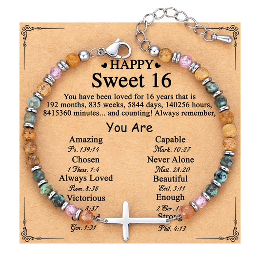 TONY & SANDY Christian Cross Bracelet for Women, Graduation Gifts for Teens Kids Girls, Confirmation Baptism Gifts, Unique Gift for Friends Daughter Mom Sister in Christ Birthday Christmas