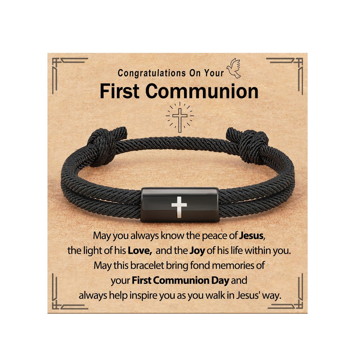 Confirmation First Communion Baptism Gifts for Boys, Cross Bracelet for Son GrandSon Nephew Brother Christian Religious Jewelry Gifts