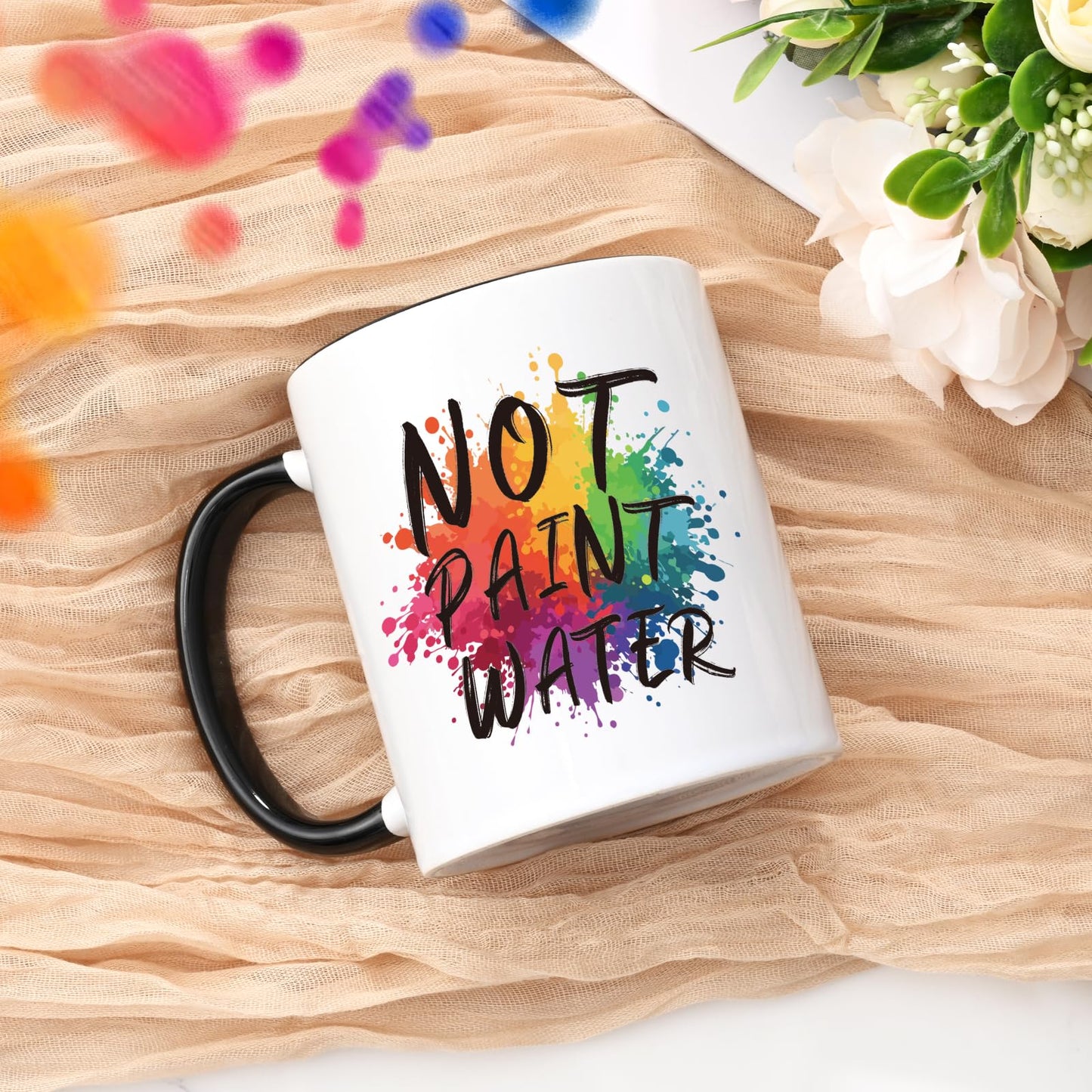 YHRJWN Not Paint Water Artist Gifts Coffee Mug, Funny Art Teacher Gifts for Professor, Educator Appreciation, Retirement, Teachers' Day Birthday Christmas Teacher Mug Gift,11Oz
