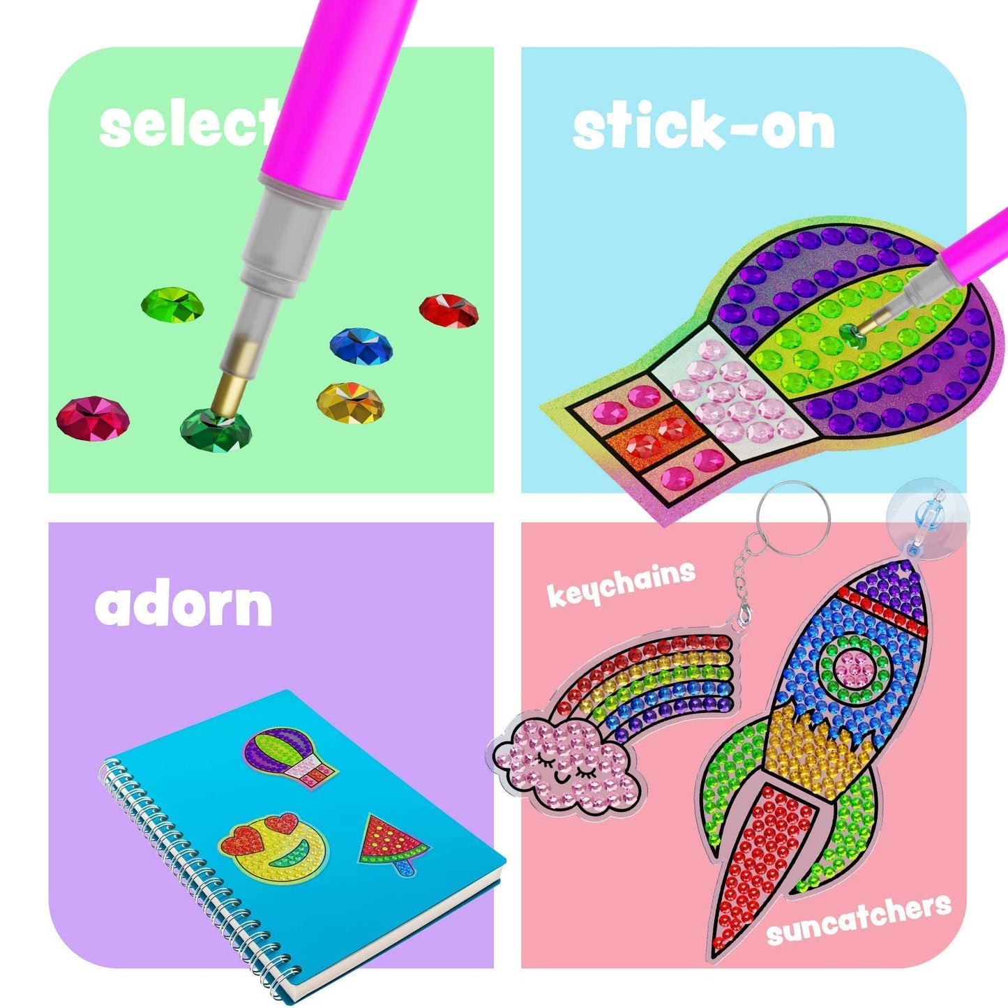 Dan&Darci Diamond Art Kit for Kids - Gem Painting - Arts & Crafts Kits for Ages 6-12 - Gifts for 6, 7, 8, 9, 10, 11, 12 Year Old Boy & Girl - Girls Birthday Toys Gift Ideas - Craft Activities