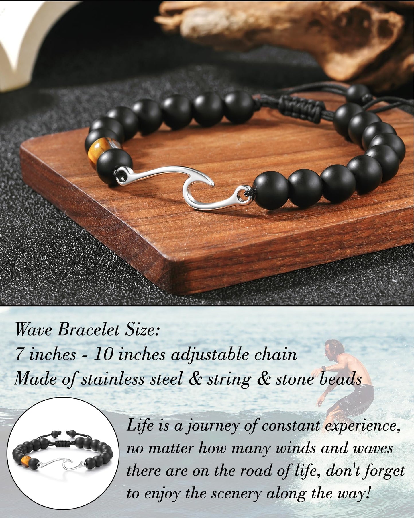 Tarsus Inspirational Gifts for Women Men, Through The Waves of Life, Life is Tough but so are You, Encouragement Bracelet Thoughtful Gifts for Friend Sister Coworker...