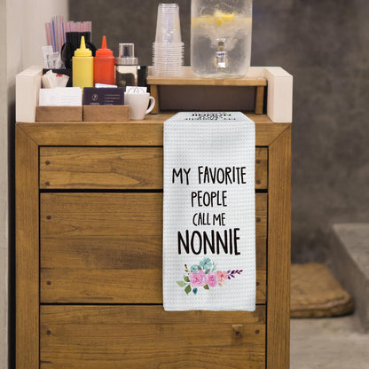 Nonnie Gifts Kitchen Towels, Grandma Gifts Hand Towels, NonnieGrandma Christmas Mother's Day Gift Dish Towel Tea Towel for Kitchen, Nonnie Grandmas Gift from Grandkids, 16x24inch