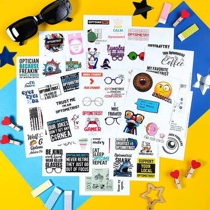 BulbaCraft 100Pcs Funny Eye Doctor Stickers, Optometrist Stickers, Funny Optometry Gifts for Women, Gifts for Women & Men