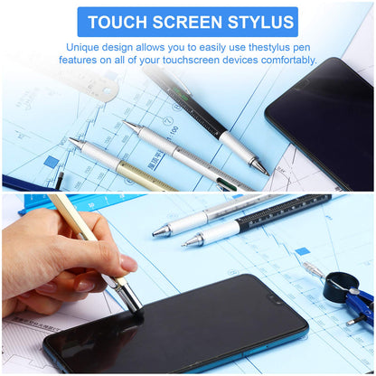 Honoson 30 Pcs Father's Day Multi Tool Pens Gift Pen Bulk for Men 6-in-1 Multitool Pen with Ruler, Level Gauge, Ballpoint, Stylus, Screwdrive Multifunction Birthday Gifts (Multi Color)