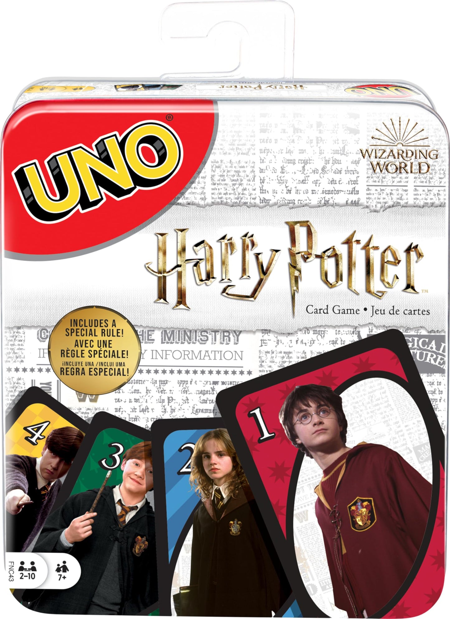 Mattel Games UNO Harry Potter Card Game in Storage Tin for Kids, Adults & Parties, Collectible Deck Based on Popular Series for 2 to 10 Players
