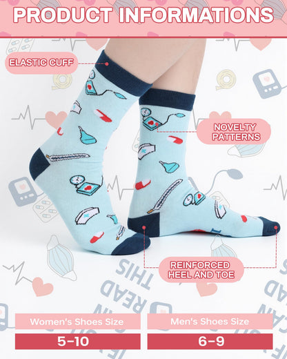 Didaey 12 Pairs CNA Week Nurse Sock for Women Nurse Week Gifts Cotton Crew Socks for Nursing Student Doctor CNA Accessories for Work Appreciation Gifts