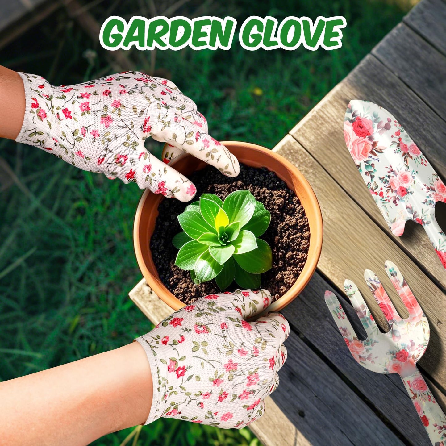 Gardening Gifts for Women, Gardening Tools for Mom Grandma Wife, Garden Tools with Hand Fork Trowel Gloves Apron, Gardening Supplies Kit Birthday Present Pink