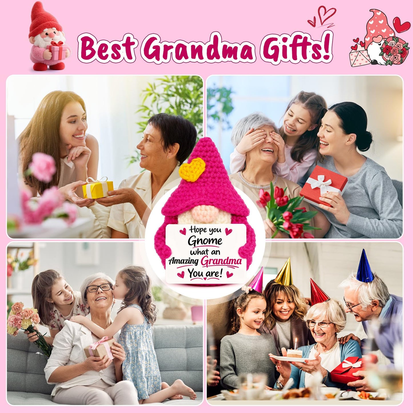 Grandma Gifts for Birthday Christmas - Funny Gnome Gift for Great Grandma Nana Gigi Mimi Grandmother from Granddaughter Grandson Grandkids, Grandparents Day Mothers Day Gnomes Present