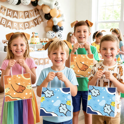 Wood Homing 24PCS Blue Dog Paw PVC Clear Gift Bag with Handle, Blue Cartoon Dog Reusable Plastic Party Favor Bags for Kids, Puppy Pet Themed Treat Goodie Bags Baby Shower Birthday Party Supplies Decor