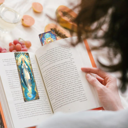 Catholic Stained Glass Bookmarks Set, 20 Transparent PVC Religious Bookmarks Featuring Saints and Virgin Mary Designs, Catholic Gifts for Women Men School and Office Supplies