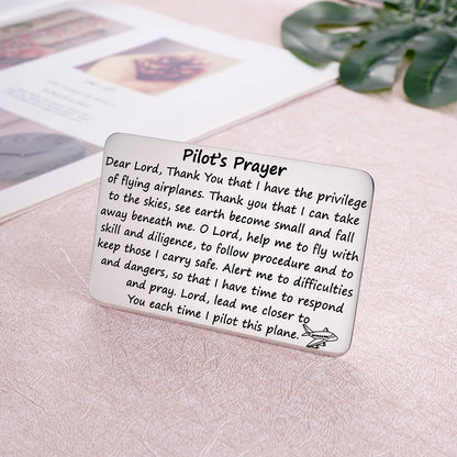 Aesnefe Pilot’s Prayer Wallet Card for Pilot Boyfriend, Aviation Gifts for Pilot Graduation, Future Pilot Gift for New Pilot, Pilot Birthday Jewelry for Him Dad