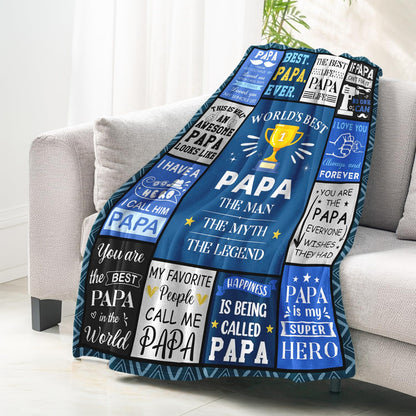 Papa Fathers Day Blanket Gifts - Papas Birthday Gift - Unique Christmas Valentines Day Birthday Gifts for Papa from Grandkids Grandchildren Granddaughter - Best Papas Ever Gift Blanket 50"X60"