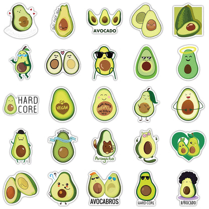 Cute Avocado Stickers for Kids, 50Pcs Kawaii Cartoon Avocado Vinyl Wateproof Stickers for Water Bottles Laptop Scrapbook, Funny Fruit Sticker for Girls Teens Students, Paty Decals
