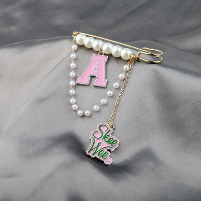 MYOSPARK Sorority Jewelry Pink and Green Sorority Brooch Pin Gift Greek Sorority Paraphernalia Gift